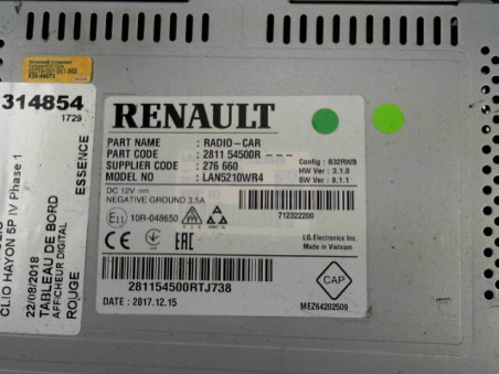 AFFICHEUR DIGITAL RENAULT CLIO 2018